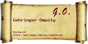 Gehringer Ompoly névjegykártya
